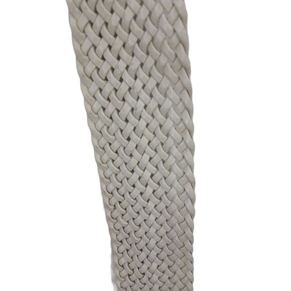 White Country Braided Basket Weaved Wide O-ring Belt 2.5" Wide Size M 34" - Picture 6 of 10